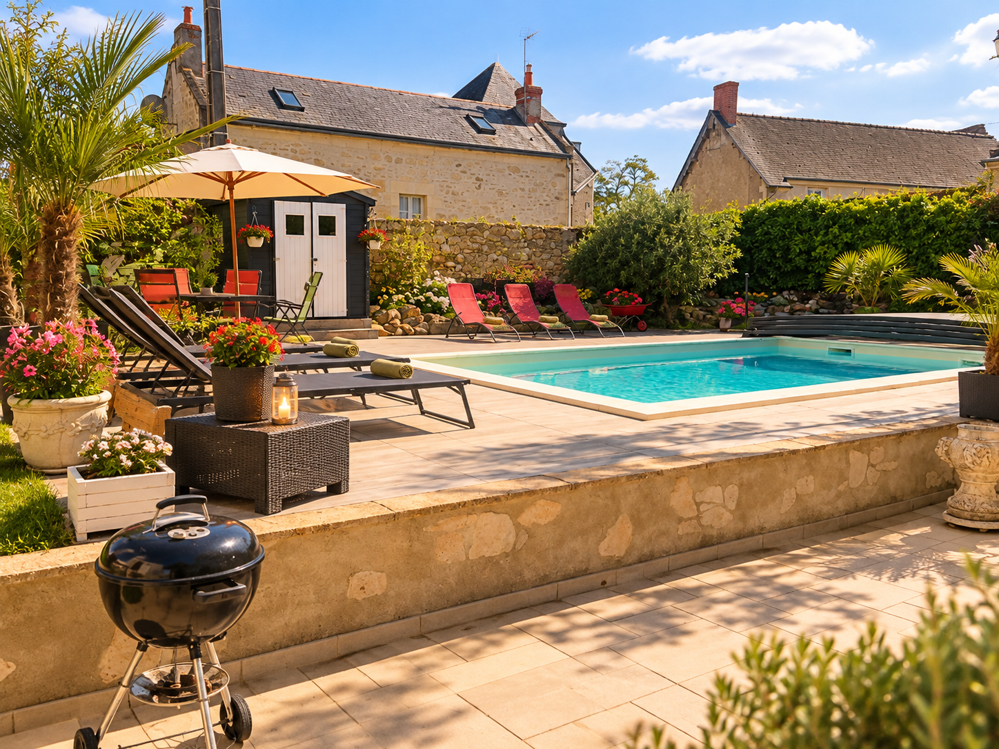 Piscine du gîte à Chinon